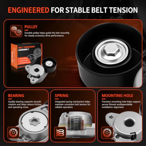 39384 Belt Tensioner w/Pulley for Nissan Altima Pathfinder 3.5L - size: 119553JA0AFBA