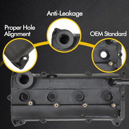 Engine Valve Cover Compatible with 2002-2006 Altima Sentra Altima SE-R 2.5L Replace 132643Z001 132644Z001 264-982 - color: Black (Plastic)