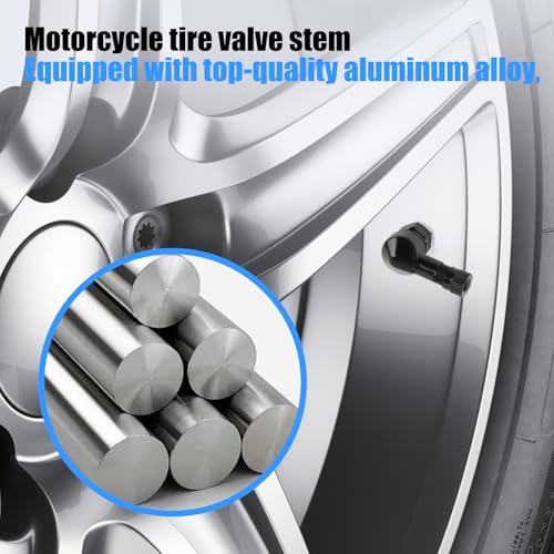 Black Aluminum 90 Degree CNC Motorcycle Tire Valve Stems TV25AL for Aprilia, Ducati, KTM, Easy Installation, 0.357"/8.3mm+0.3mm Valve Hole Dia, Pack of 2 - size: TV25AL-8.3 2pcs