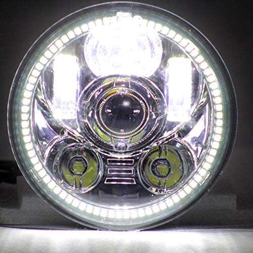 Eagle Lights 5.75 inch LED Motorcycle Headlight Kit for Honda with Bracket and Hardware - Plug and Play (Chrome Generation III with Halo Ring) fits 2002-2008 VTX 1800, VTX 1300 - color: Chrome Generation III w/ Halo Ring