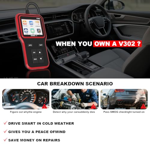 Car OBD2 Scanner Diagnostic Tool, Professional Auto OBD II Check Engine Fault Code Reader with Reset, Vehicles Live Data Scan Tester, Universal for SUV, Sedan, Truck