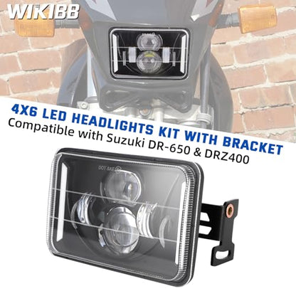 4x6 LED Headlights Kit with Bracket for Suzuki DR-650 & DRZ400