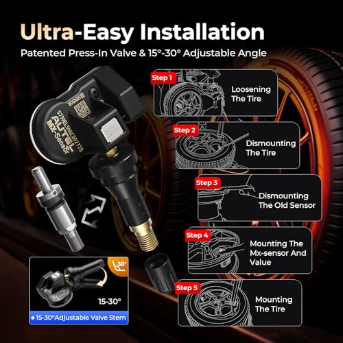 Autel TPMS Sensors Set of 4: Universal Programmable Tire Pressure Sensors
