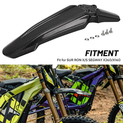 XINGWU Front Fender for Surron Light Bee X/S Segway X160/X260 Dirt Bike Motorcycle Front Fender Modified Mudguard Protector for Eikes Carbon Fiber Style - size: Front Fender, style: Carbon Fiber Style