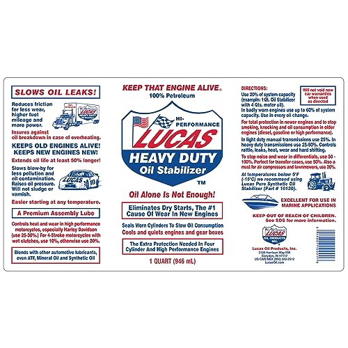 Lucas Oil 10001 Heavy Duty Oil Stabilizer - 1 Quart (Pack of 12) - size: 32 Ounce, (Pack of 12)