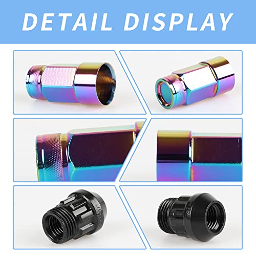 20PCS Closed End Lug Nuts M12X1.5 Wheel Rims Lug Nuts +Socket (Neo Chrome) - color: Neo Chrome