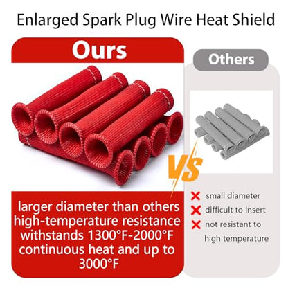 8 PCS 3500° Spark Plug Wire Boots Protectors for LS SBC BBC 350 454 6 Inch, Red - color: Red