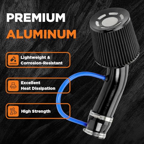 BARTOO 3 Inch Cold Air Intake Pipe Turbo Piping for Car Truck Black - color: Z-Black Pipe
