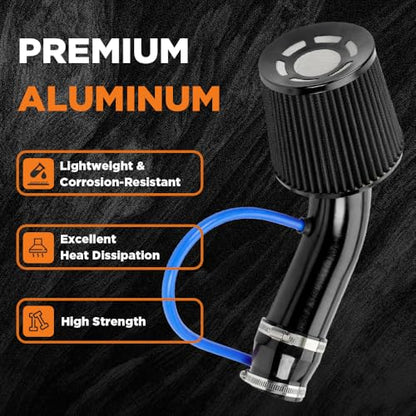 BARTOO 3 Inch Cold Air Intake Pipe Turbo Piping for Car Truck Black - color: Z-Black Pipe