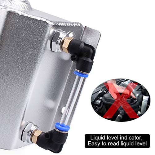Universal 1L Coolant Overflow Tank, Aluminum Coolant Reservoir Tank, Black - size: 1L-Silver