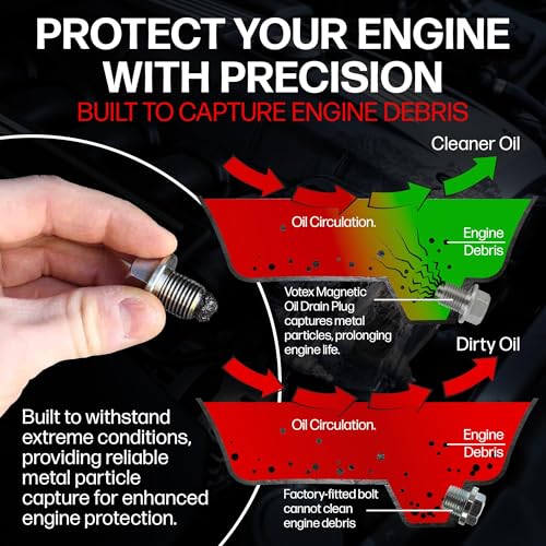 Votex - Made in USA - M16 X 1.5 MM Magnetic Engine Oil Drain Plug fits Mini, Subaru, Toyota, and More - Stainless Steel - Part Number DP009 - size: M16-1.5 Magnetic Drain Plug
