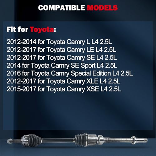 CCIYU CV Axle Shaft Assembly for Toyota for Camry 2007-2017 665294 - size: 17-9559