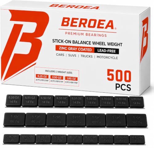 OCTOPUS BEROEA 500Pcs Zinc Black Coated Stick-On Balance Wheel Weight Lead-Free Cars SUVs Trucks Motorcycle Wheel Balancers w/Wider and 3M Tape 1oz, 0.5oz, 0.25oz – 500 Pcs - color: x500 Black