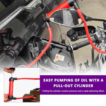 Sun Walker Car Siphon Fluid Transfer Pump, Multi-Use Manual Fuel Extractor Liquid Suction Tool Kit, Universal Hand Inflation Pump for Gas Oil Gasoline Water, Car Accessories