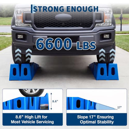 Garvee 2 Pack Low Profile Car Service Ramps, 3.5 t Heavy Vehicle Lift Ramps - color: Blue, size: 3.5 T
