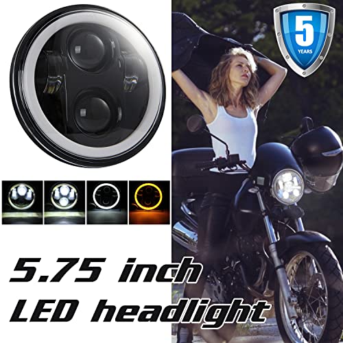 Shkalacar 3/4'' 5.75 inch LED Headlight Round, Motorcycle Projector Headlamp Super Wide Angle Driving Light