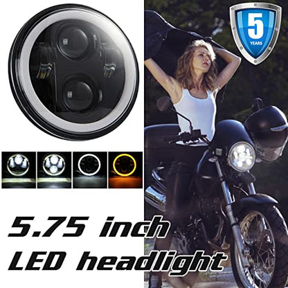 Shkalacar 3/4'' 5.75 inch LED Headlight Round, Motorcycle Projector Headlamp Super Wide Angle Driving Light