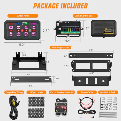 Nilight 8 Gang Switch Panel APP RGB 12V 24V Circuit Control System 4-Mode - color: RGB, size: 8 Gang Switch 4 Modes 1-side Output