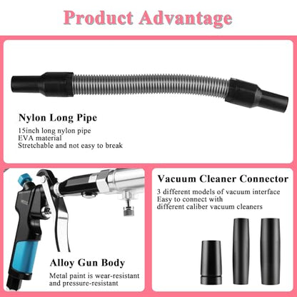 2in1 Car Cleaning Gun Detailing Dry Air Blow Gun & Vacunm Gun for Car - color: Black