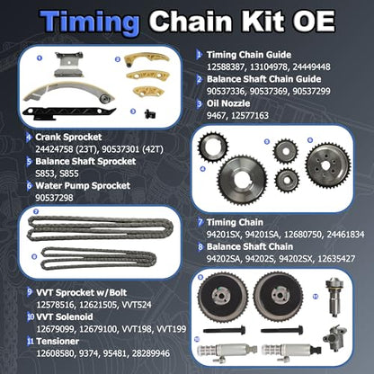 2.4 Timing Chain Kit w/Solenoid Water & Oil Pump for GM Chevy Ecotec 11-17