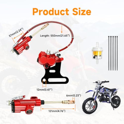 FVRITO Rear Hydraulic Brake Master Cylinder Caliper for SSR 125 Dirt Bike - color: Red