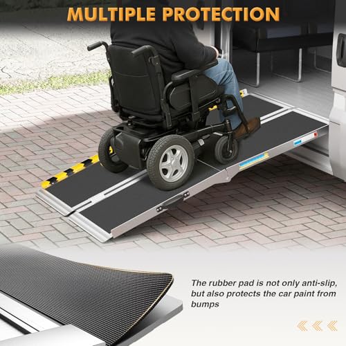 6ft Wheelchair Ramps for Home Steps, Non-Slip Aluminum Threshold Ramp, Foldable Handica Ramp for Wheelchairs in Home, Entry, Shed, Doorway, Curb, Stairs - size: 6FT Using Height 6"-18"