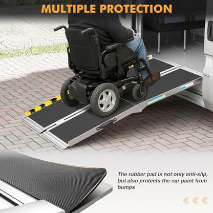 6ft Wheelchair Ramps for Home Steps, Non-Slip Aluminum Threshold Ramp, Foldable Handica Ramp for Wheelchairs in Home, Entry, Shed, Doorway, Curb, Stairs - size: 6FT Using Height 6"-18"