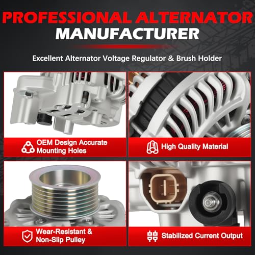 11176 Alternator 12V 80Amp Fits for Honda for Civic 2006 2007 2008 2009 2010 2011 1.8L Automotive Replacement Alternator OE 31100RNAA01RM, 400-48050, 213-9718, 210-4236 - size: 11176 | 80A