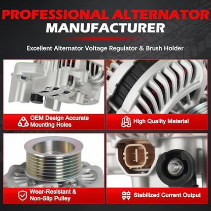 11176 Alternator 12V 80Amp Fits for Honda for Civic 2006 2007 2008 2009 2010 2011 1.8L Automotive Replacement Alternator OE 31100RNAA01RM, 400-48050, 213-9718, 210-4236 - size: 11176 | 80A