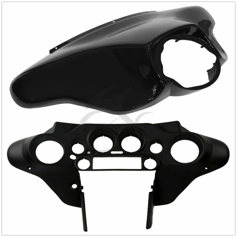 XMT-MOTO Vivid Black Batwing Fairing Fit For Harley Touring 1996-2013 - style: black-Outer&Inner