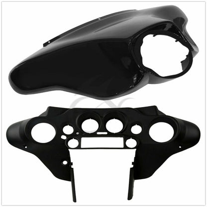 XMT-MOTO Vivid Black Batwing Fairing Fit For Harley Touring 1996-2013 - style: black-Outer&Inner