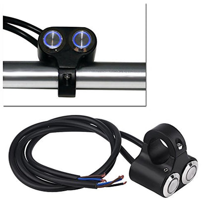 Keenso Universal 7/8inch 22mm Motorcycle Handlebar Switch, Black Push Button, Manual