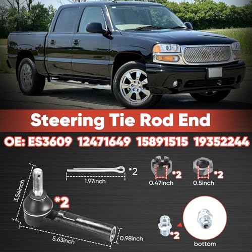 2pc ES3609 Front Outer Tie Rod End Compatible with Chevy 2002-2006 Avalanche Silverado Suburban Express 1500 2500 3500 4500,Compatible with GMC Yukon XL Sierra Savana 1500 2500 H2 - size: ES3609