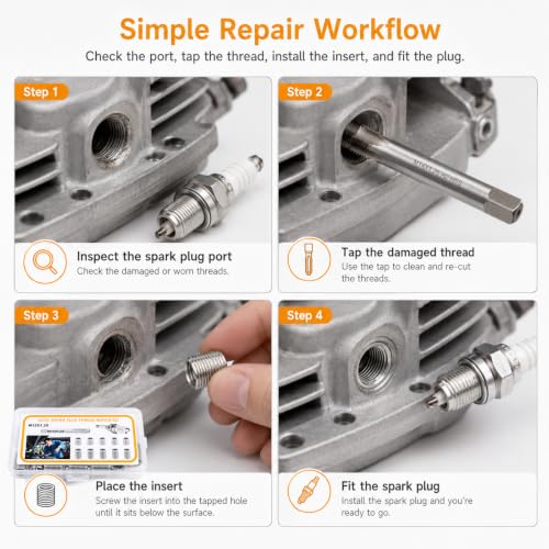M12x1.25 Spark Plug Thread Repair Kit, 11‑Piece Tap & Inserts Set - color: M12x1.25