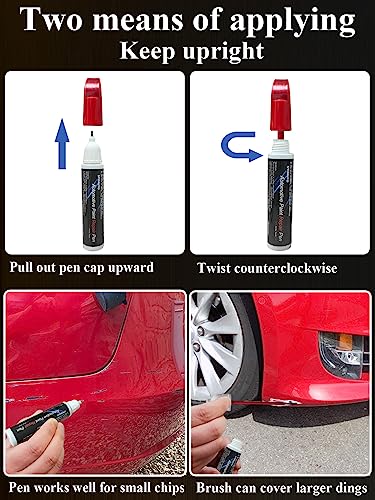 SYOAUTO Ultra Red PR01 Touch Up Paint for Tesla Model Y 3 X S Car Touch Up Paint Pen 0.4 oz Automotive Scratch Repair Pen Brush and Tip 2 in 1 Pen (Ultra Red PR01) - color: Ultra Red (PR01)