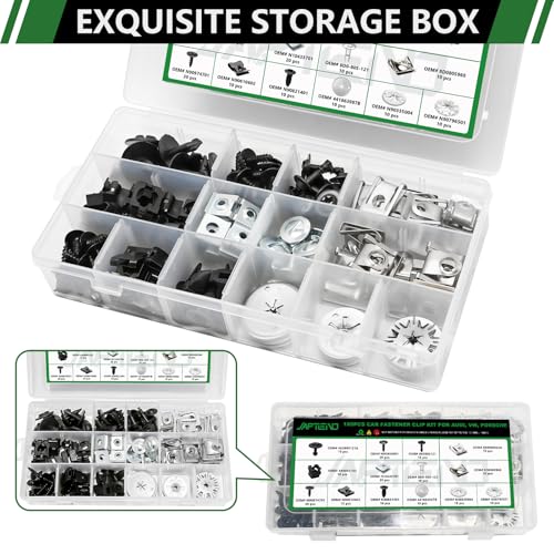 180pcs 14 Sizes Car Fastener Screw Nut Clip Assortment Kit