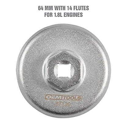 OEMTOOLS 87130 64MM Toyota & Lexus Oil Filter Wrench with 14 Flutes, 64MM Cap Wrench, Oil Change Tool - size: 64 mm/14 Flute
