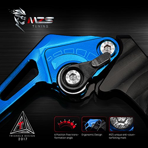 MZS Blue Motorcycle Clutch Brake Levers, Short Adjustable CNC Handle Set - color: Blue