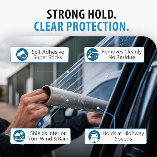 Big Tape Crash Wrap for Broken Car Windows, Temporary Film 17.5 in x 12 ft - size: 12' x 1.5' Foot - 1 Pack
