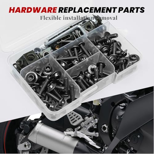 Titanium Motorcycle Fairing Bolt Kit 177Pcs, M5 M6 Stainless Steel - color: Titanium
