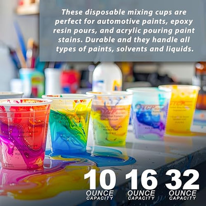 TCP Global Complete Paint Mixing Kit - 12 Cups with Lids, Mixing Sticks