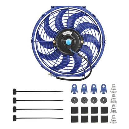 SSN 12" Blue Electric Radiator Cooling Fan Assembly Kit - color: Blue, size: 12" No Thermostat