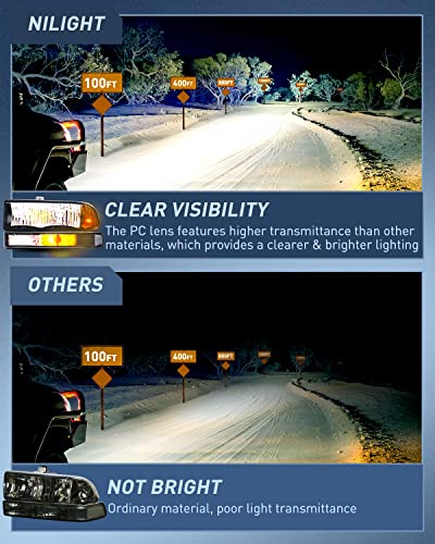 Nilight Headlight Assembly for 1998 1999 2000 2001 2002 2003 2004 2005 Chevy Blazer Headlights 1998-2004 Chevrolet S10 Pickup Replacement Headlamp Housing Bumper Lights - color: Black Housing + Clear Reflector