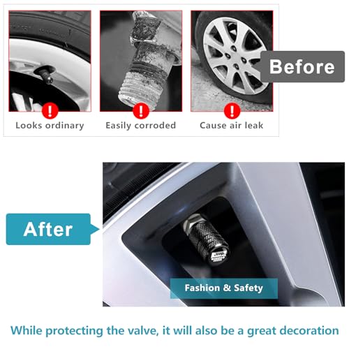 Tire Valve Stem Caps Cover for Jeep Wrangler Compass Cherokee Renegade Patriot Grand Commander Metal Wheel Air caps Auto Valve Stem Caps Accessories 4 Pack Black - color: Tire-D09