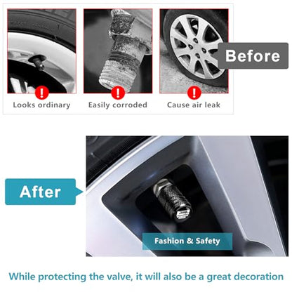 Tire Valve Stem Caps Cover for Jeep Wrangler Compass Cherokee Renegade Patriot Grand Commander Metal Wheel Air caps Auto Valve Stem Caps Accessories 4 Pack Black - color: Tire-D09