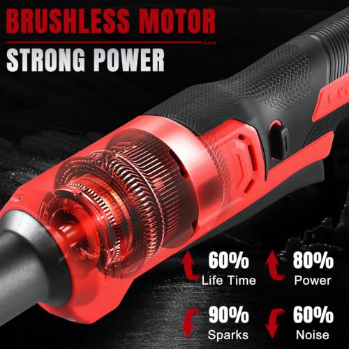 AOBEN Brushless 1/2" Right Angle Impact Wrench for Auto Repair,DIY - color: Burgundy Red