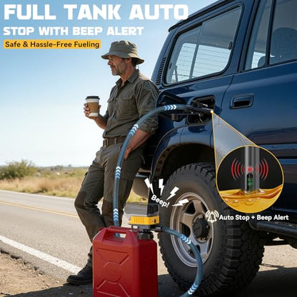 Ecarke 5 GPM Cordless Fuel Transfer Pump Compatible with DeWalt 20V Battery - color: Yellow & Black