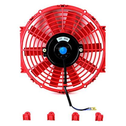 Auto Dynasty 10" Universal 12V Electric Radiator Cooling Fan Kit, Red - color: Red, size: 10 Inch Diameter