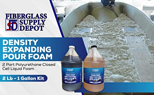 Fiberglass Supply Depot 4 Lb. Density Expanding Pour Foam, 2 Part Polyurethane Closed Cell Liquid Foam for Boat and Dock Flotation, Soundproofing, Filling Voids, and Insulation (2 Gallon Kit)