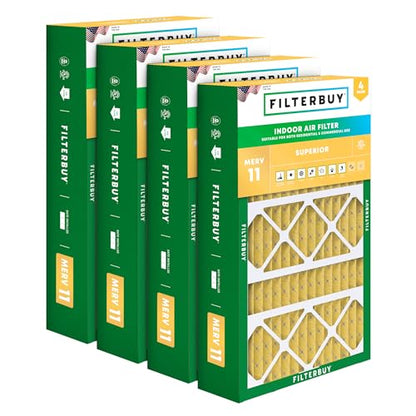 Filterbuy 17x26x4 Air Filter MERV 11 Pet & Allergy Defense (4-Pack) - style: 17x26x4